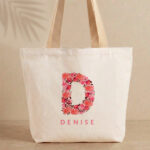 Vignette de Tote Bag Initiale Fleurie avec Prénom Personnalisé