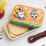 Vignette de Boîte à Repas Enfant Football personnalisée avec Couvercle en Bambou