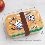 Vignette de Boîte à Repas Enfant Football personnalisée avec Couvercle en Bambou