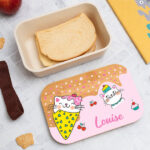 Vignette de Boîte à Repas Enfant Petits Chats personnalisée avec Couvercle en Bambou