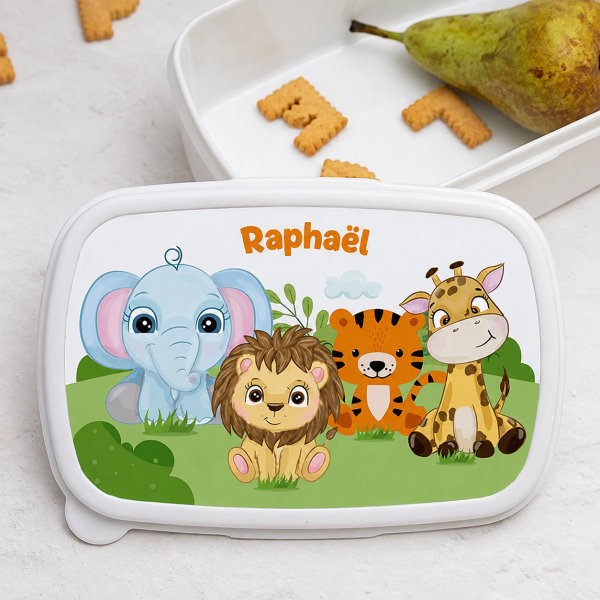 Boîte à Repas Enfant Animaux de la Jungle personnalisée