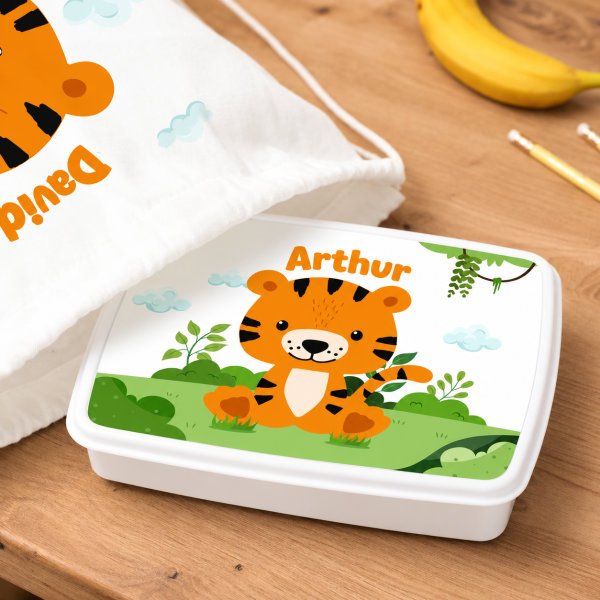 Boîte à Repas Enfant Animaux de la Jungle personnalisée