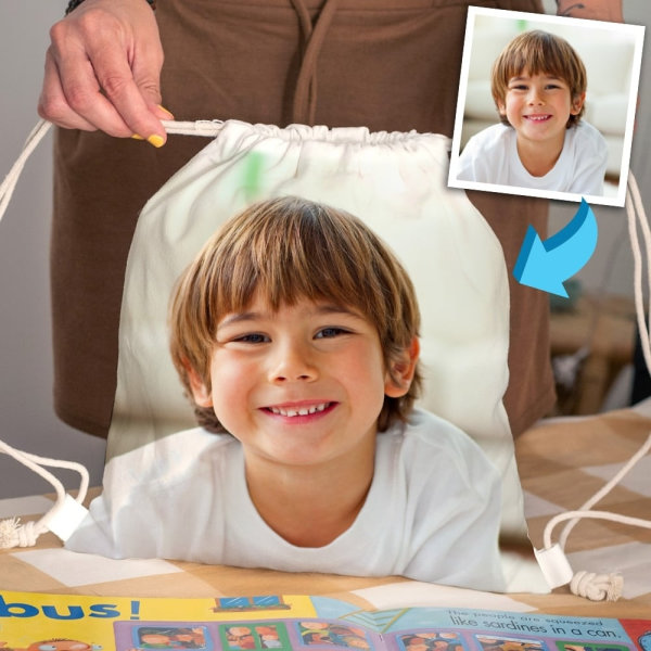 Sac à dos à Cordons Enfant personnalisé avec Photo