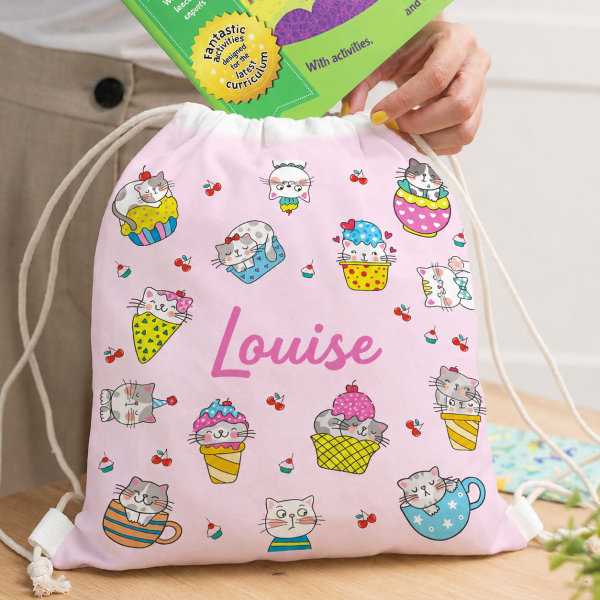 Sac à dos à Cordons Enfant Petits Chats personnalisé