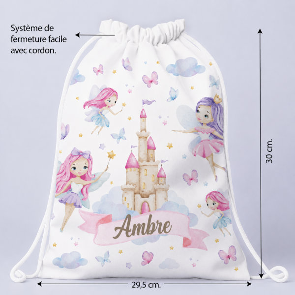 Sac à dos à Cordons Enfant Fées personnalisé