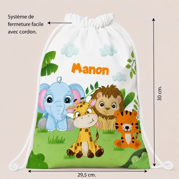 Pack Scolaire Enfant Animaux de la Jungle personnalisé