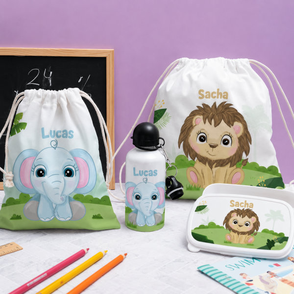 Pack Scolaire Enfant Animaux de la Jungle personnalisé