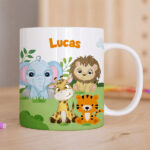 Tasse Enfant Animaux de la Jungle Incassable personnalisée avec Prénom Vignette de Tasse Enfant Animaux de la Jungle Incassable personnalisée avec Prénom