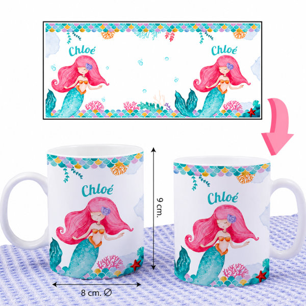 Tasse Enfant Petite Sirène Incassable personnalisée avec Prénom
