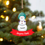 Vignette de Pack de décorations pour sapin de Noël Bonshommes de neige avec prénoms personnalisés