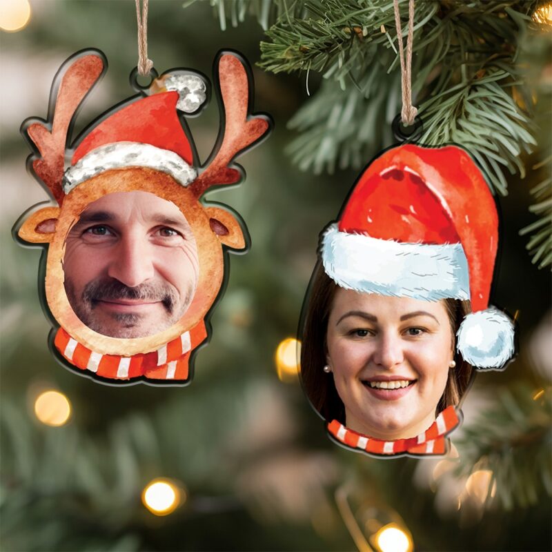 Pack de décorations pour sapin de Noël avec visages et photos personnalisées