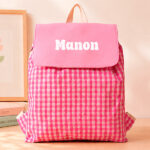 Vignette de Sac à dos à Cordons Carreaux Roses Enfant personnalisé