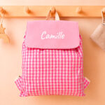 Vignette de Sac à dos à Cordons Carreaux Roses Enfant personnalisé