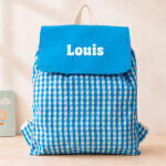 Vignette de Sac à dos à Cordons Carreaux Bleus Enfant personnalisé