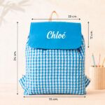 Vignette de Sac à dos à Cordons Carreaux Bleus Enfant personnalisé