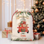 Sac de Noël Voiture avec prénom personnalisé Vignette de Sac de Noël Voiture avec prénom personnalisé