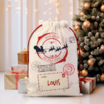 Sac de Noël Traîneau avec prénom personnalisé Vignette de Sac de Noël Traîneau avec prénom personnalisé