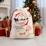 Vignette de Sac de Noël Traîneau avec prénom personnalisé