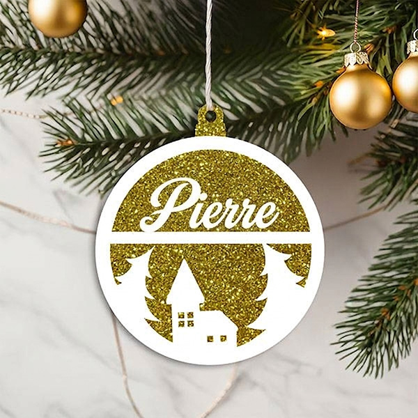 Pack de décorations pour sapin de Noël Paillettes avec prénom personnalisé