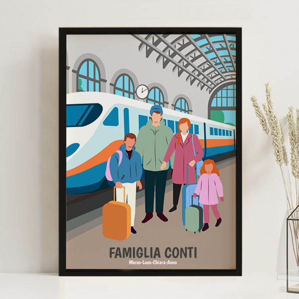 Poster Stazione dei Treni con Nomi e Testo personalizzato