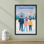 Miniatura di Poster Famiglia sui Pattini con Nomi e Testo personalizzato
