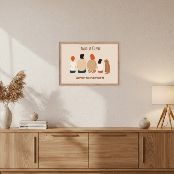 Poster Famiglia di Spalle con Nomi e Testo personalizzato