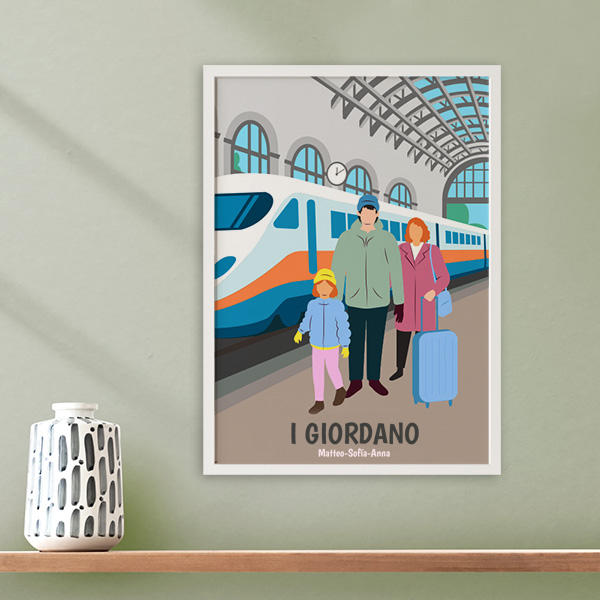 Poster Stazione dei Treni con Nomi e Testo personalizzato
