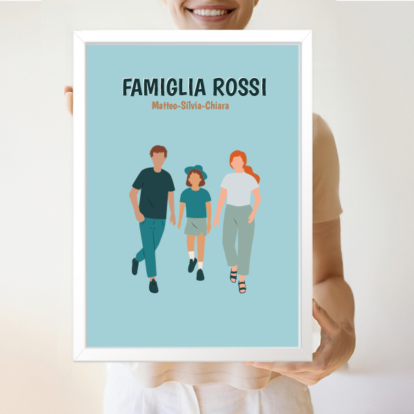 Poster Famiglia di Fronte con Nomi e Testo personalizzato