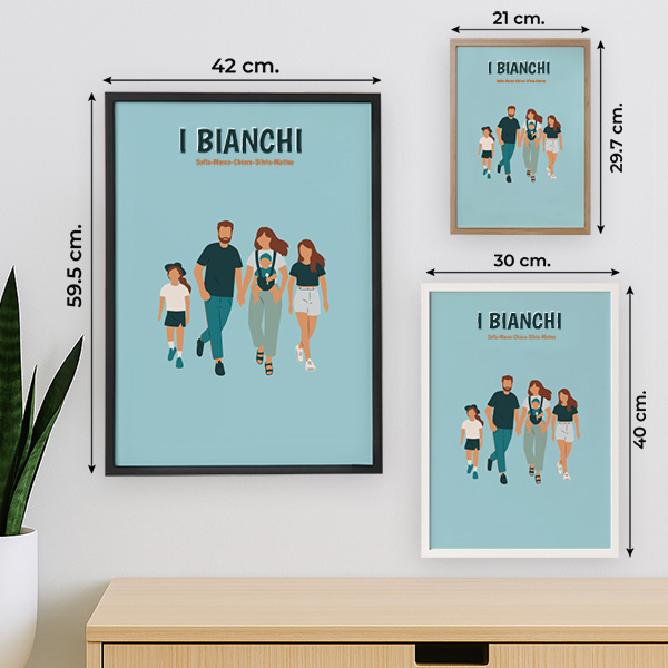 Poster Famiglia di Fronte con Nomi e Testo personalizzato