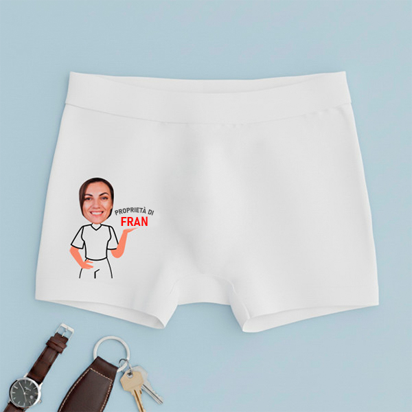 Boxer “Tua Proprietà” con Foto e Nome Personalizzati