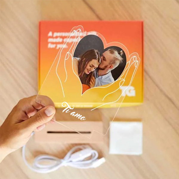 Lampada Mani a Cuore con Foto e Testo personalizzata