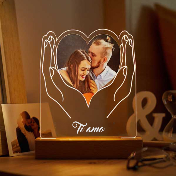 Lampada Mani a Cuore con Foto e Testo personalizzata