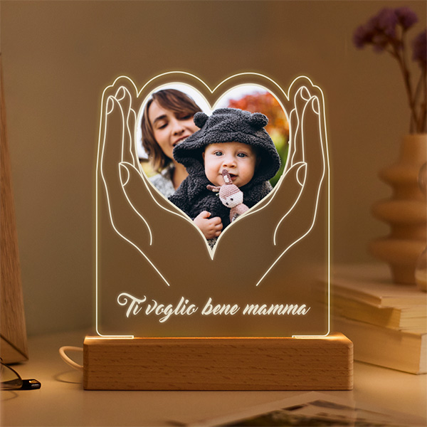Lampada Mani a Cuore con Foto e Testo personalizzata