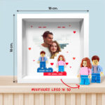 Miniatura di Quadro con minifigure Lego, cuore con foto e testo personalizzato