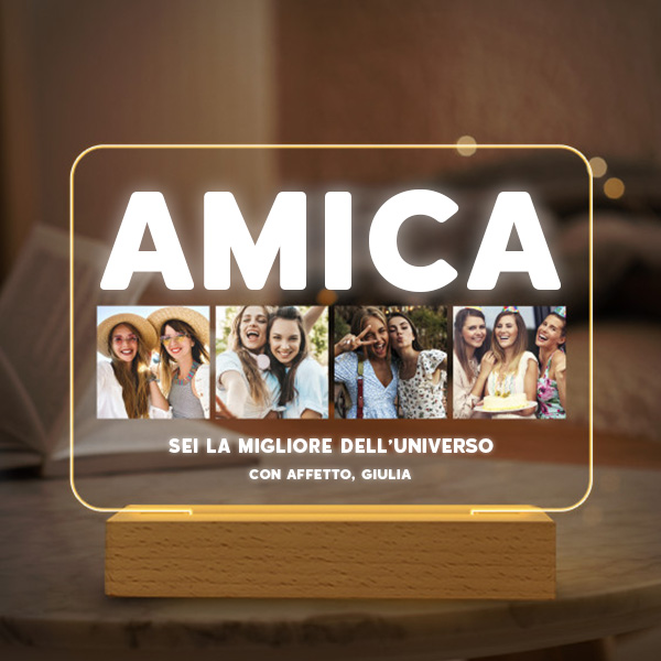 Lampada Amica con Quattro Foto e Testo personalizzata