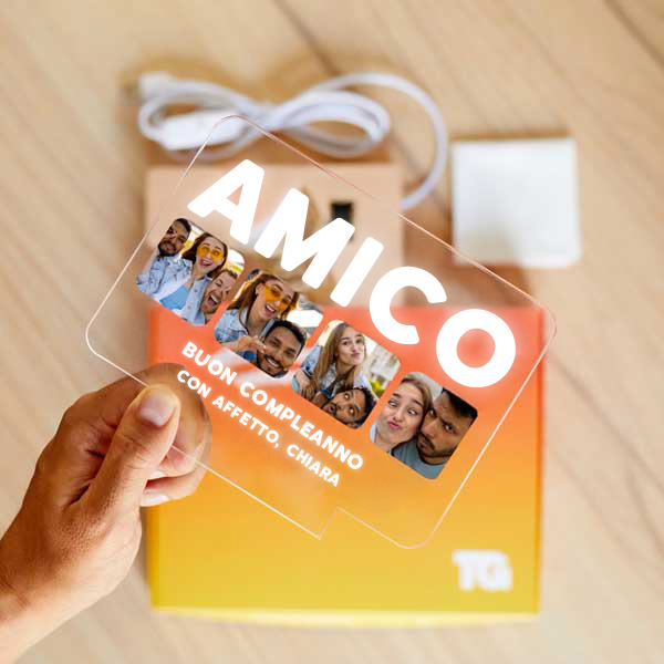 Lampada Amica con Quattro Foto e Testo personalizzata