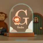 Miniatura di Lampada per Bambini Leone con Iniziale e Nome personalizzata