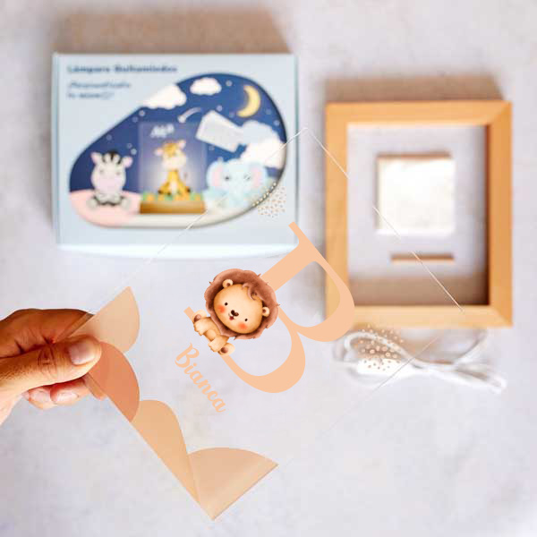 Lampada per Bambini Leone con Iniziale e Nome personalizzata