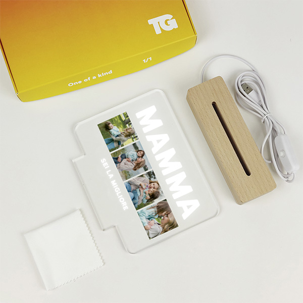 Lampada Mamma con 4 foto personalizzata