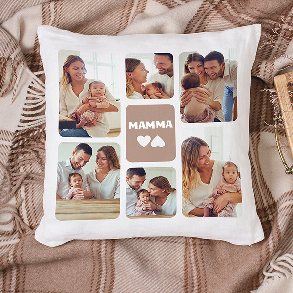 Cuscino Mamma con Sei Foto personalizzato