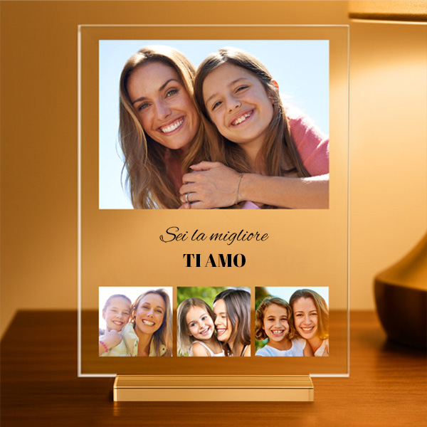 Targa collage di foto con testi personalizzata