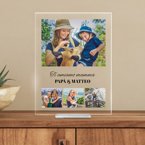 Targa collage di foto con testi personalizzata