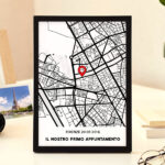 Miniatura di Targa Mappa dell'Amore con Posizione e Testi personalizzata