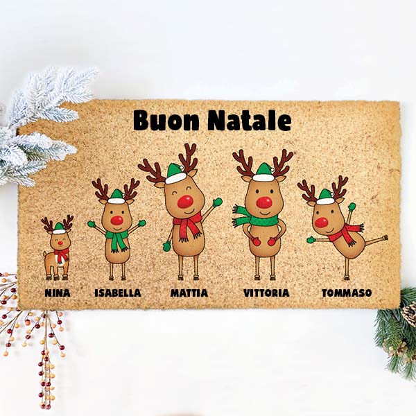 Zerbino di Natale Renne con Nomi e Testo personalizzato