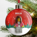 Miniatura di Palla Pendente per Albero di Natale con Bosco, Lego e Nome personalizzato