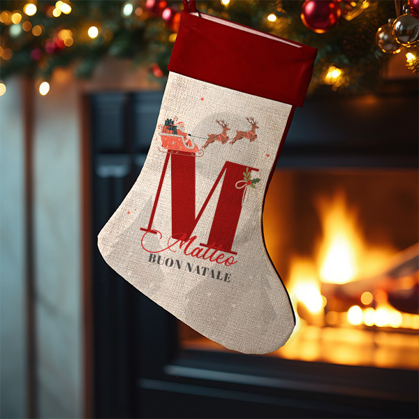 Calza di Natale personalizzata con Iniziali e Nomi
