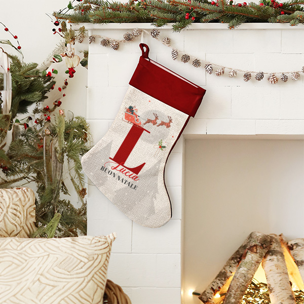 Calza di Natale personalizzata con Iniziali e Nomi