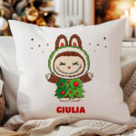 Miniatura di Cuscino Labubu Natalizio con Nome personalizzato