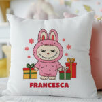 Miniatura di Cuscino Labubu Natalizio con Nome personalizzato