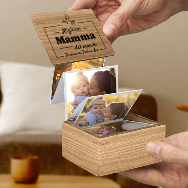 Scatola di Foto a Fisarmonica "Il/La Migliore del Mondo" con Testo Personalizzato